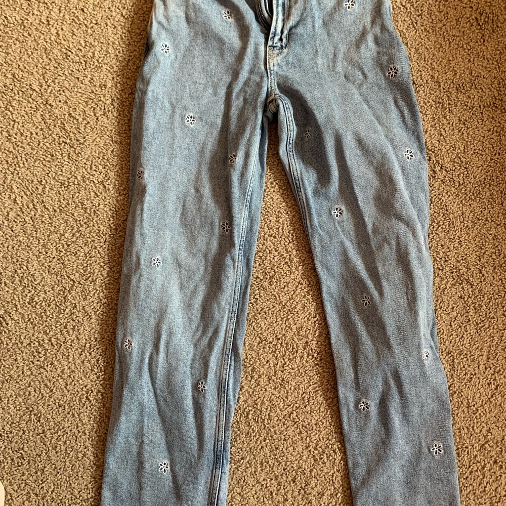 Embroidered dad jeans